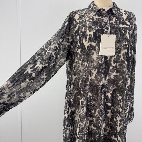 Marina Rinaldi Dresses & Skirts - NWT Marina Rinaldi Grey Chiffon Button Down Printed Dress sz 14 Travel Old Money